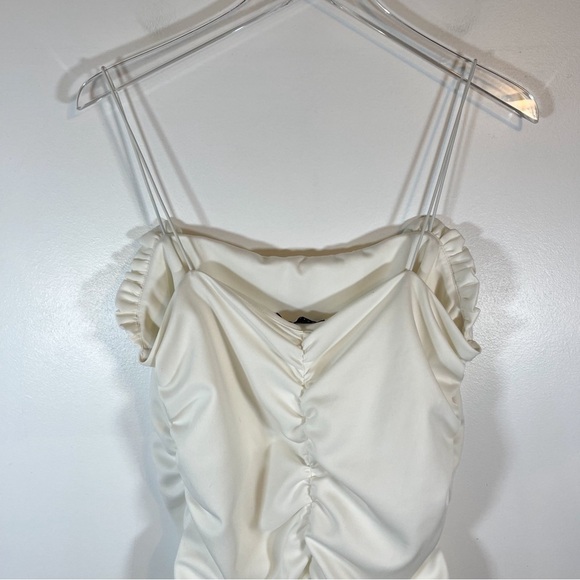 ASOS DESIGN white bodycon ruched mini dress spaghetti straps size 12 - Picture 8 of 10